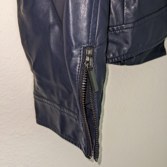 Navy Blue faux leather jacket - Picture 6 of 6